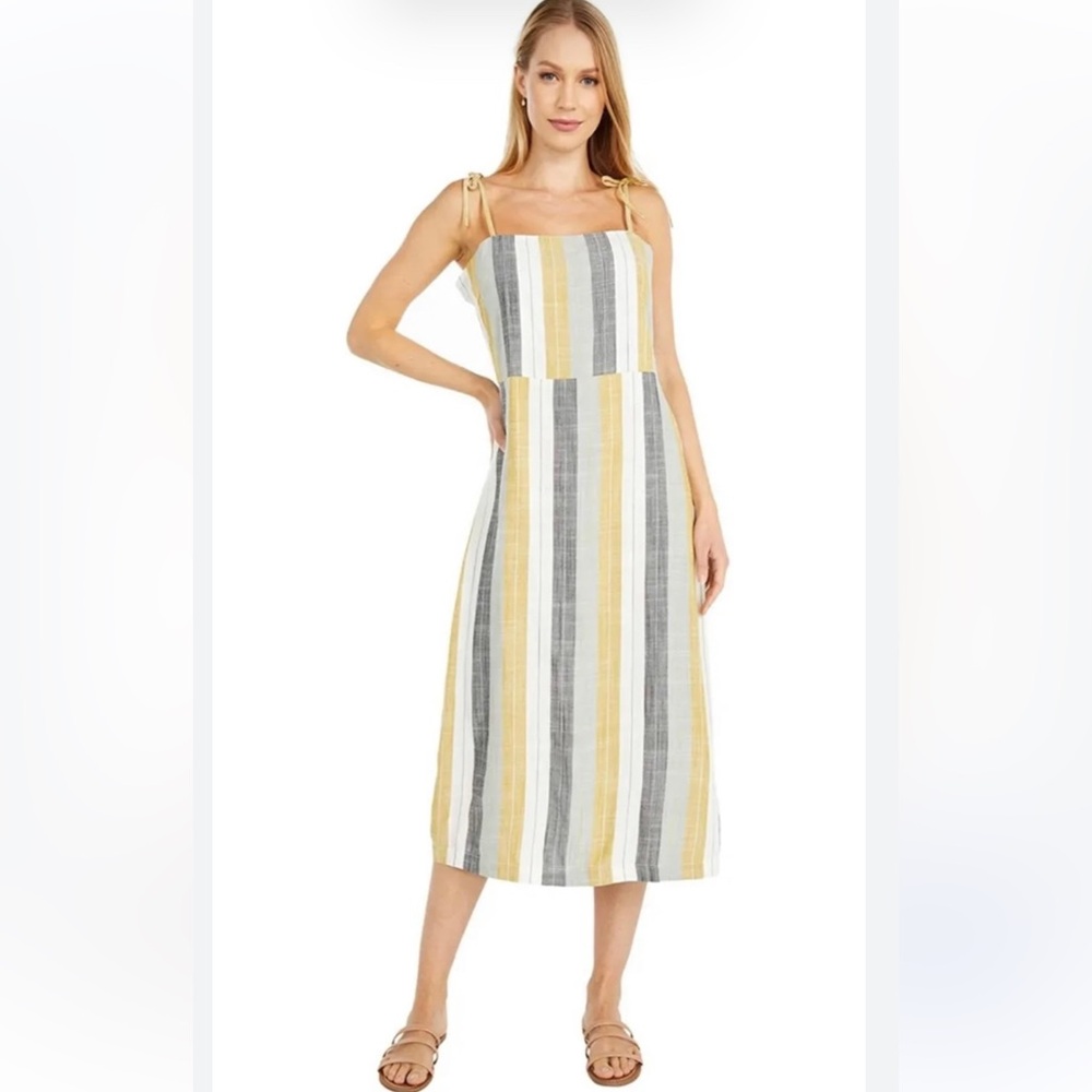 NWT RVCA Tense Golden Oak Striped Midi Dress